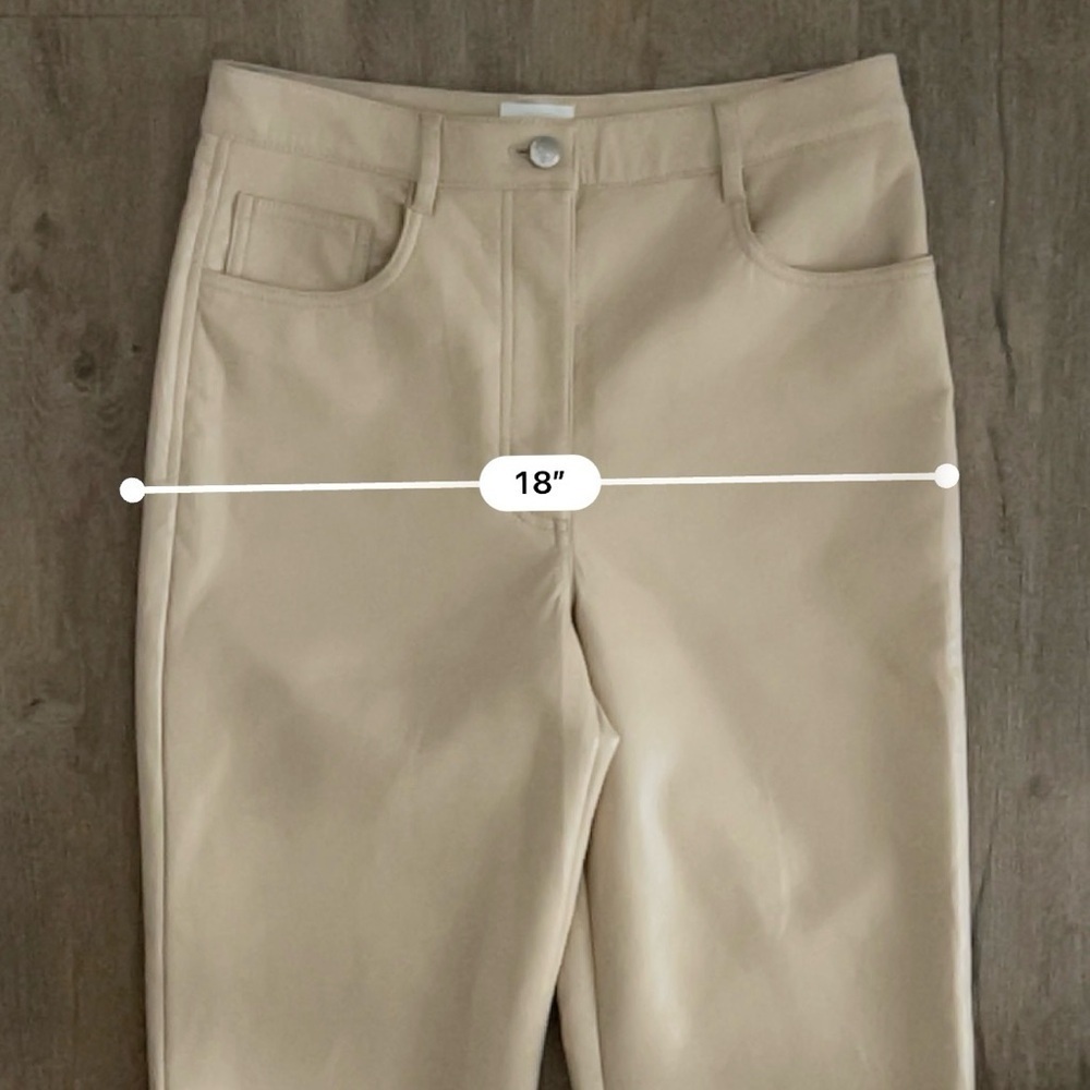 Wilfred Aritzia Melina Vegan Leather Straight Leg Pants - Cream Beige - Size 8 - Picture 10 of 12